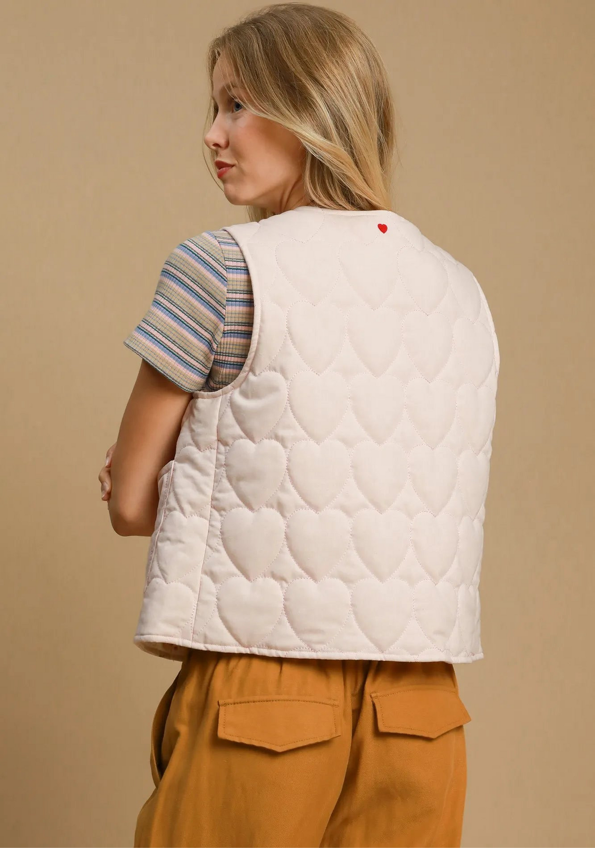 Heart Quilted Tie-Front Vest