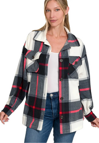 Oversized Plaid Fleece Shacket