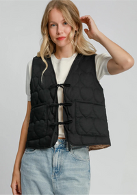 Heart Quilted Tie-Front Vest
