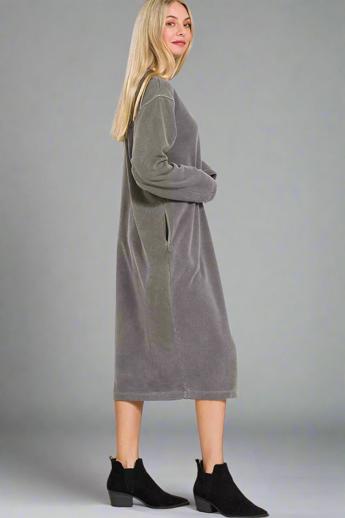 Soft Fleece Pigment Dye Sweatshirts Dress