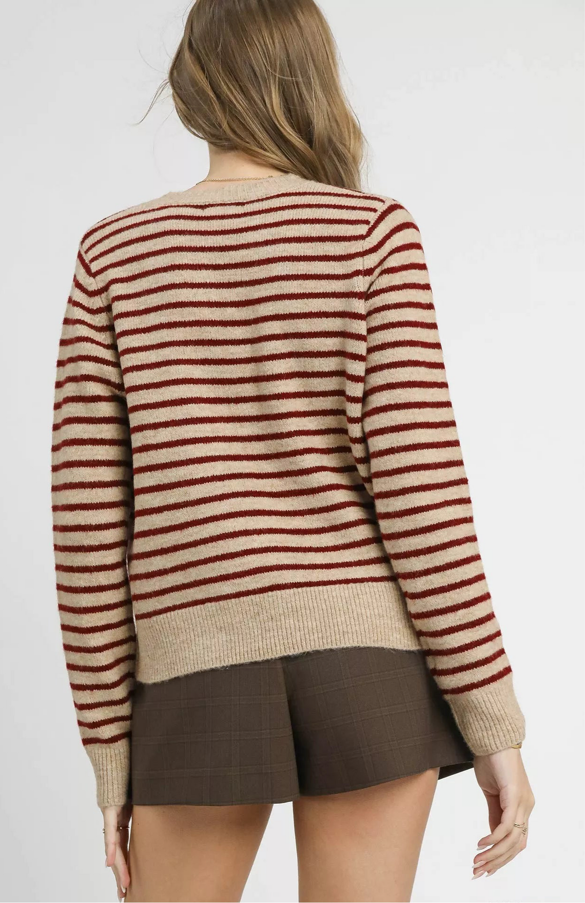 Striped Button-Up Knit Cardigan