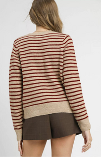 Striped Button-Up Knit Cardigan