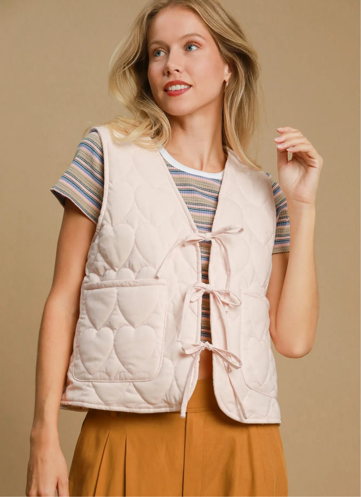 Heart Quilted Tie-Front Vest
