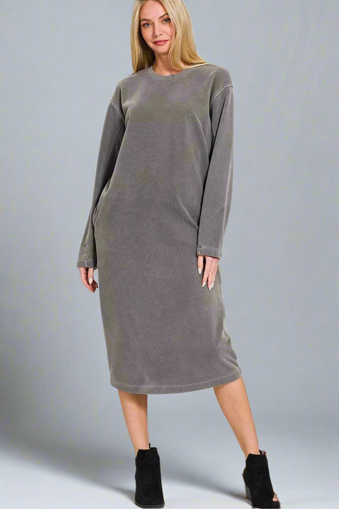 Soft Fleece Pigment Dye Sweatshirts Dress