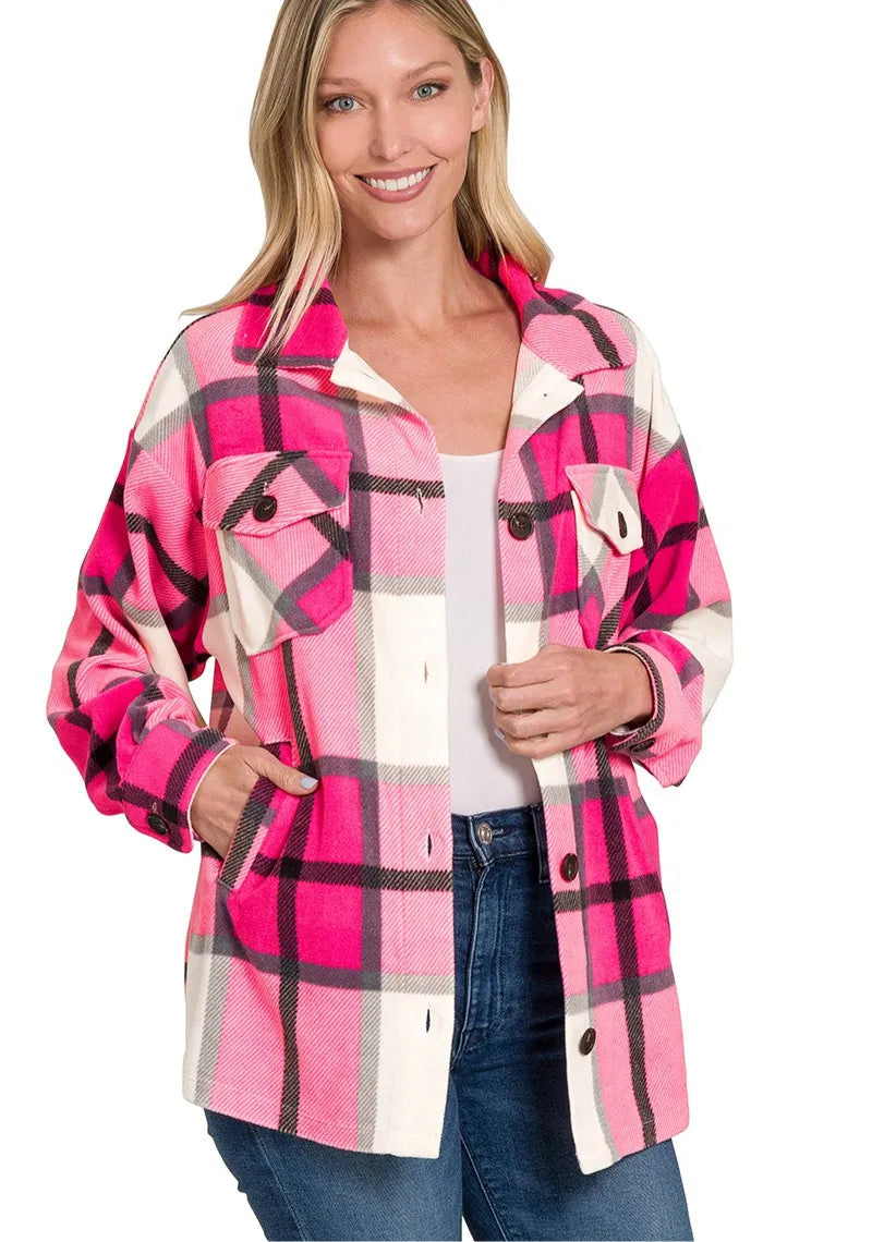 Oversized Plaid Fleece Shacket