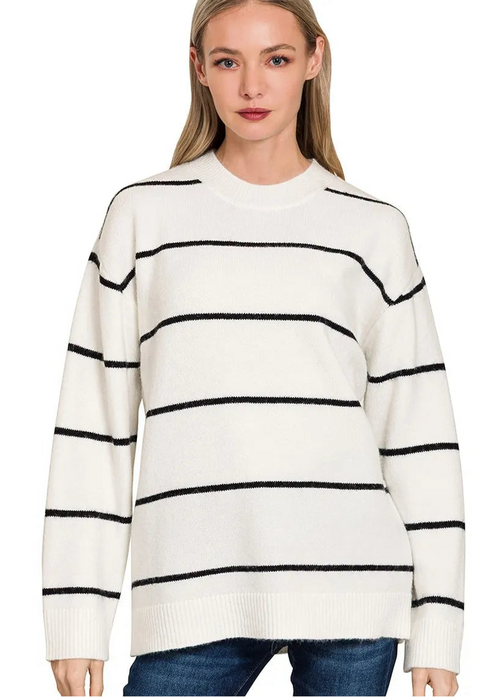 Round Neck Stripe Sweater