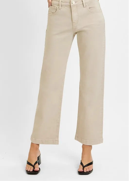 Tummy Control Mid Rise Ankle Straight Jeans