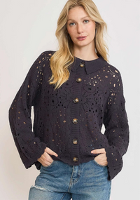 Hollow Out Button Down Cardigan