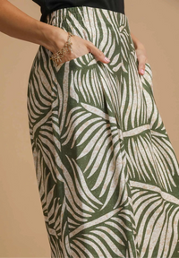 Palm Leaf Print Wide Leg Culotte Pants