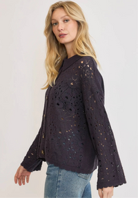 Hollow Out Button Down Cardigan