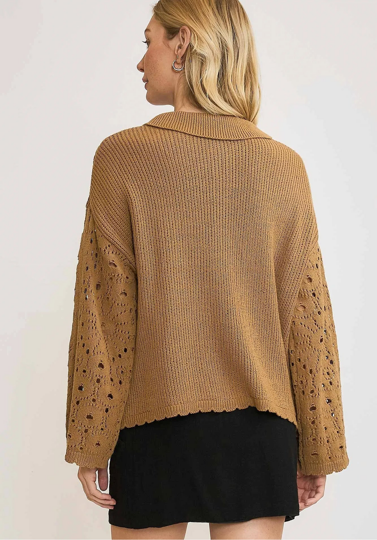 Crochet Button Down Knit Cardigan