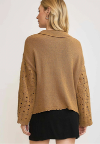 Crochet Button Down Knit Cardigan