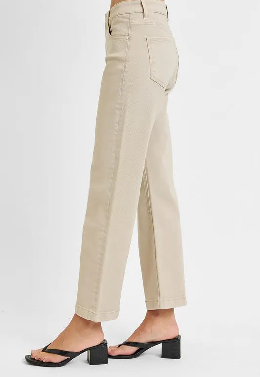 Tummy Control Mid Rise Ankle Straight Jeans