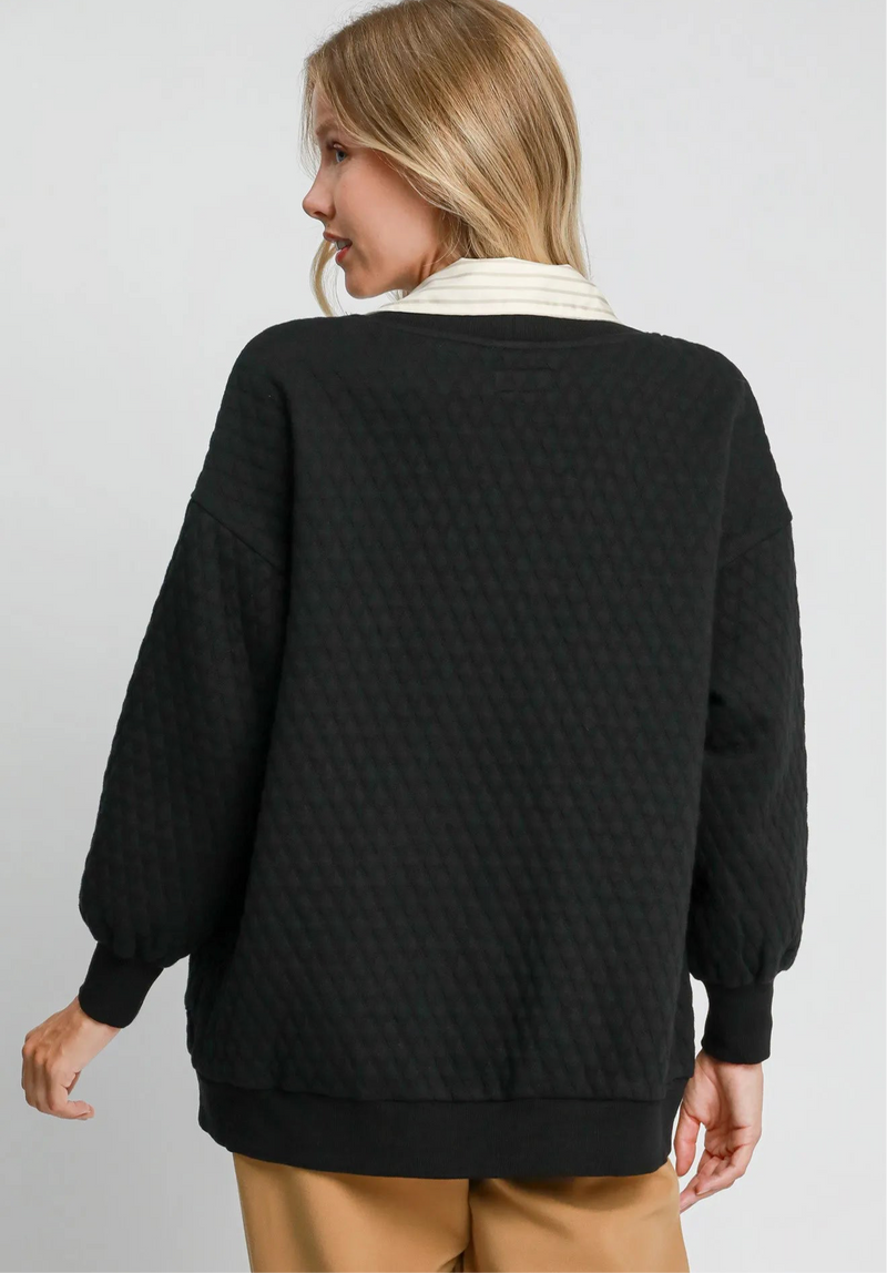 Button-Up Jacquard Cardigan