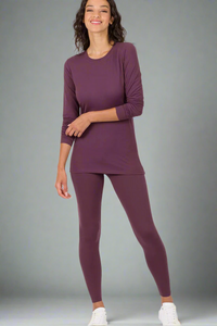 Microfiber Round Neck Top and Leggings Set