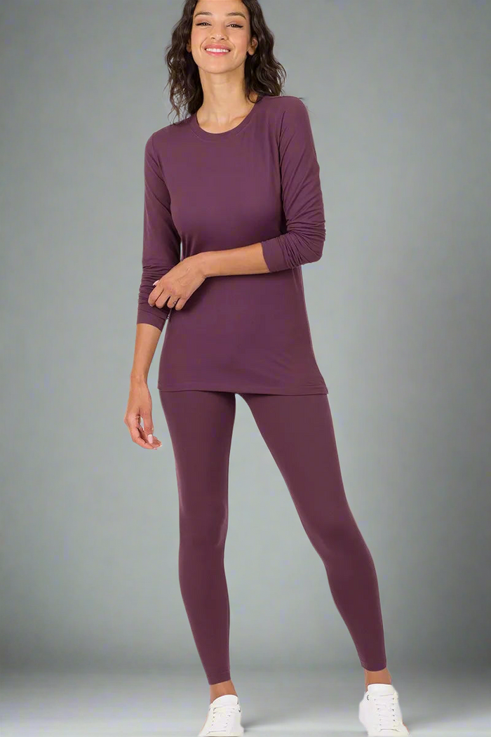 Microfiber Round Neck Top and Leggings Set