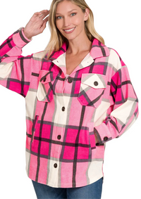 Oversized Plaid Fleece Shacket