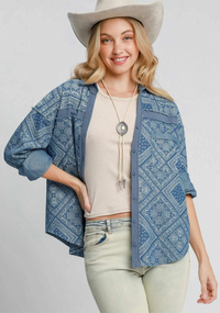 Paisley Print Denim Shirt Jacket