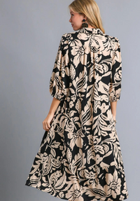 Floral Print Tiered Midi Dress