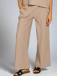 Ribbed Round Neck Tee & Pants Set