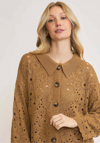 Crochet Button Down Knit Cardigan