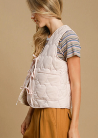 Heart Quilted Tie-Front Vest