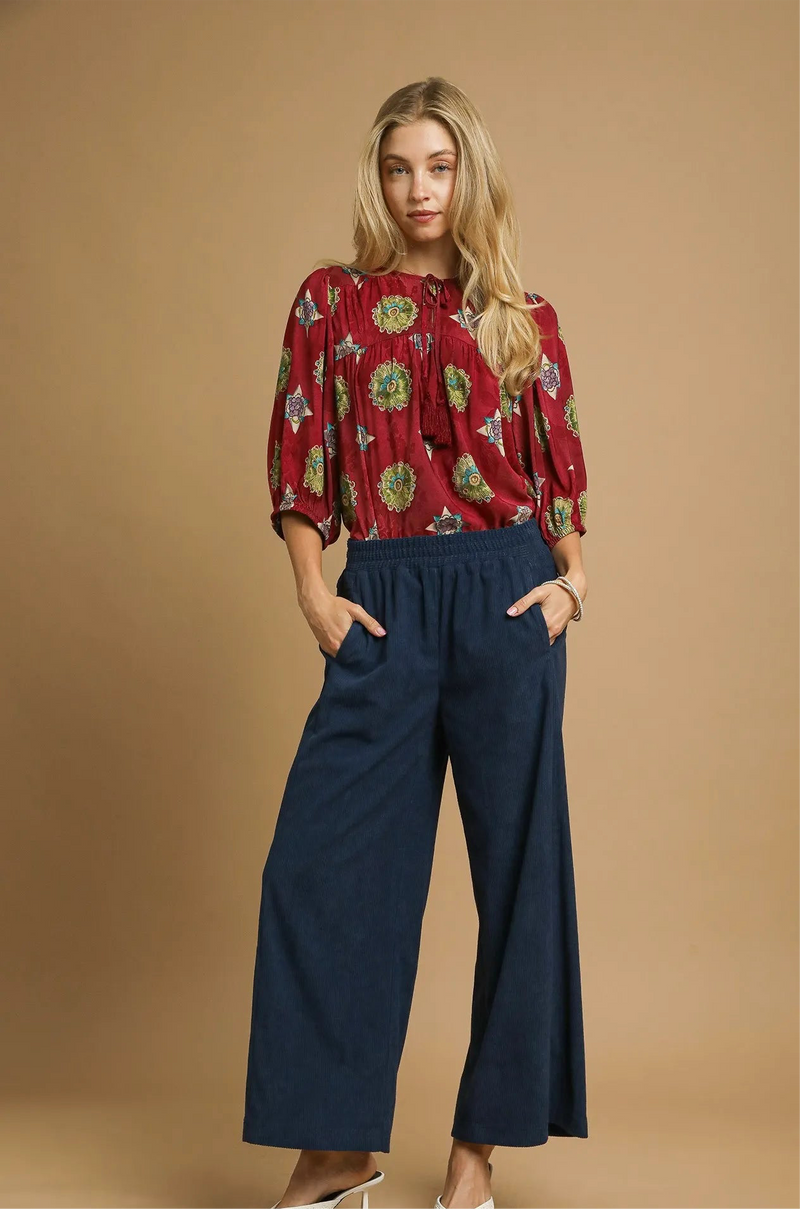 Wide-Leg Corduroy Pants