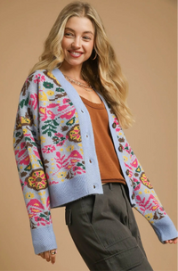 Floral Knit Button-Up Cardigan