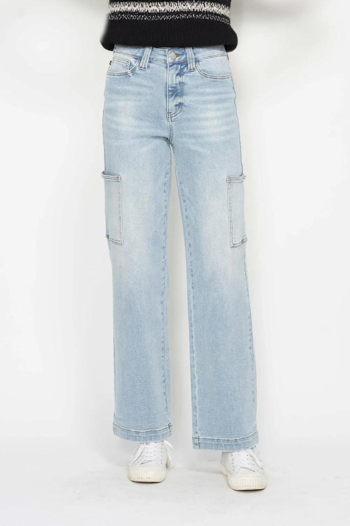 High Waist Straight Cargo Jeans