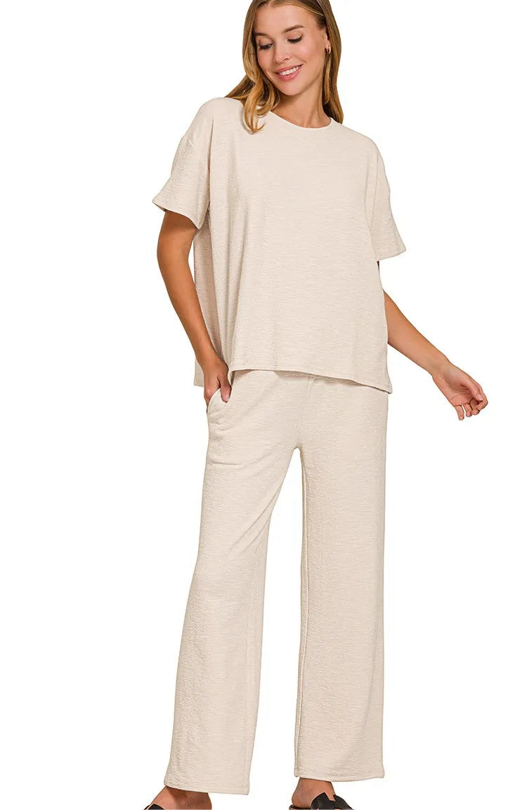 Slub Short Sleeve T-Shirt and Pants Set