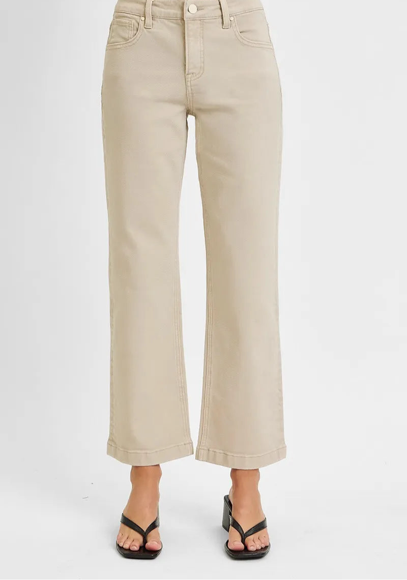 Tummy Control Mid Rise Ankle Straight Jeans