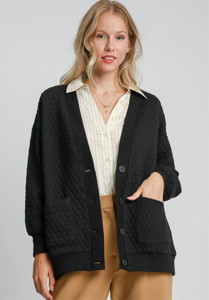 Button-Up Jacquard Cardigan