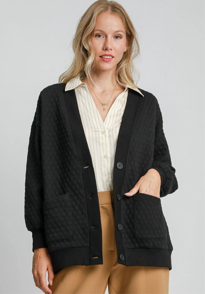 Button-Up Jacquard Cardigan