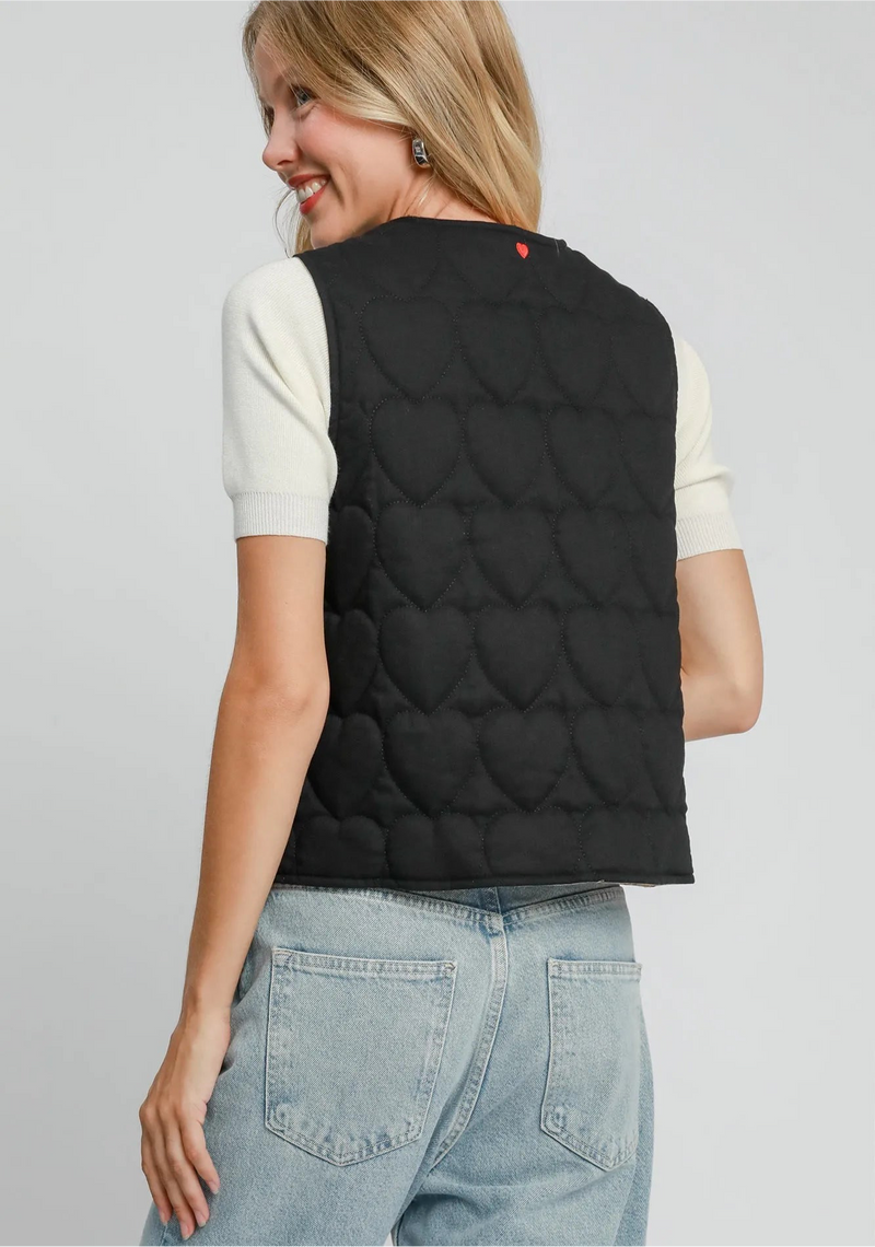 Heart Quilted Tie-Front Vest