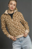 Leopard Print Quarter-Zip Sweatshirt