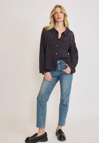 Hollow Out Button Down Cardigan