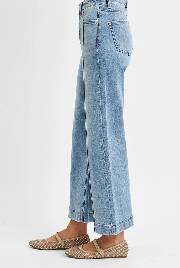 High Rise Crop Wide Leg Jeans