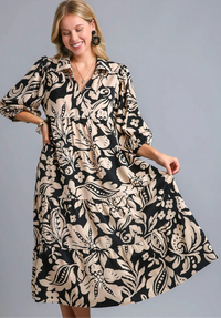 Floral Print Tiered Midi Dress