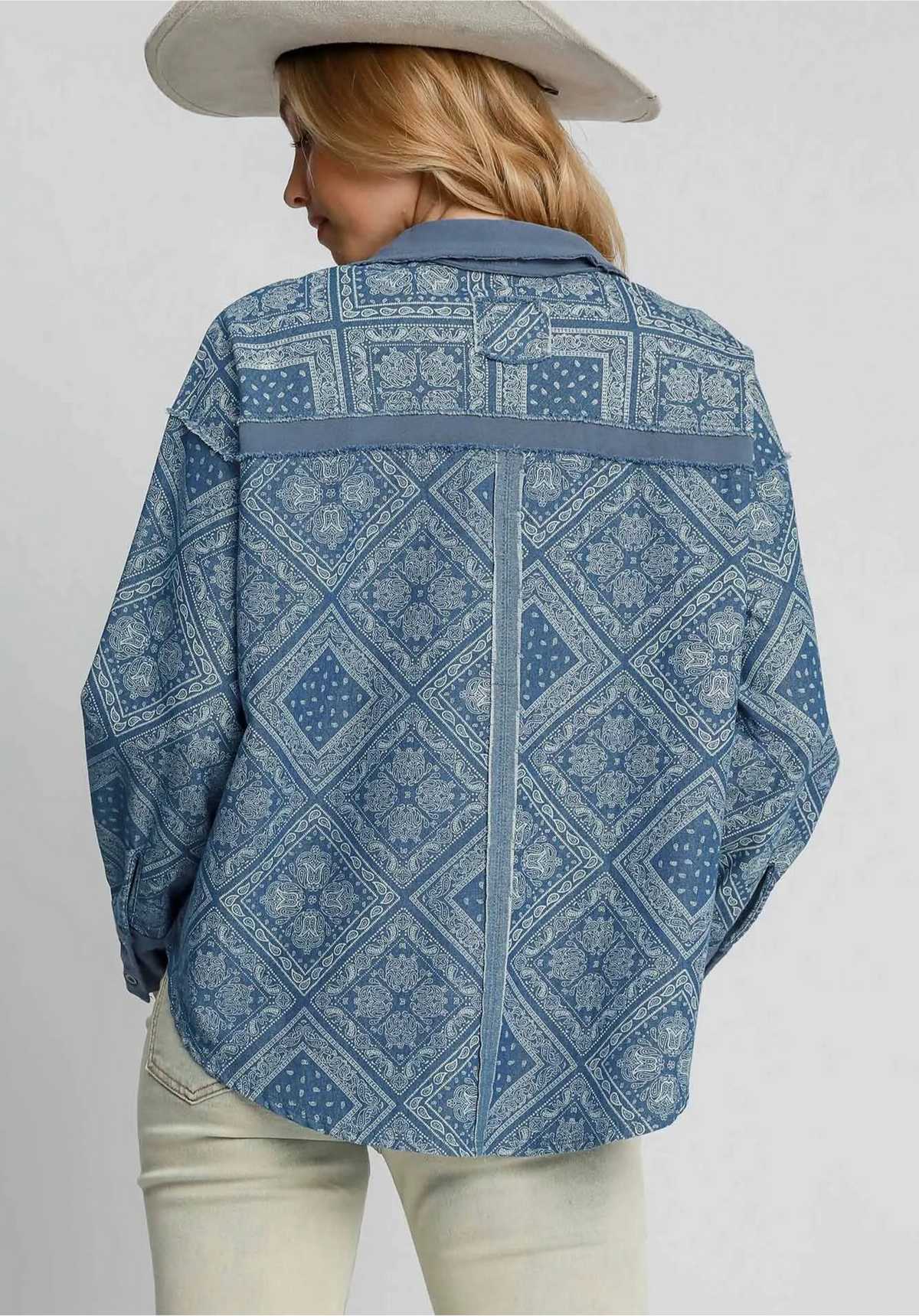 Paisley Print Denim Shirt Jacket