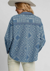 Paisley Print Denim Shirt Jacket