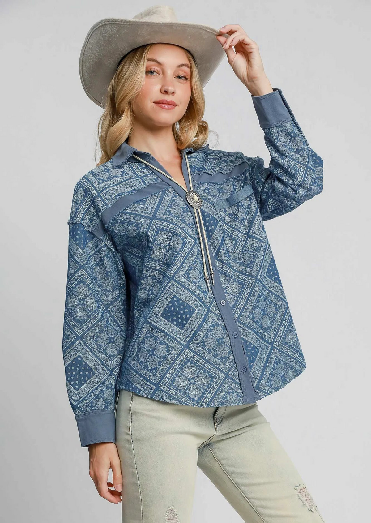 Paisley Print Denim Shirt Jacket