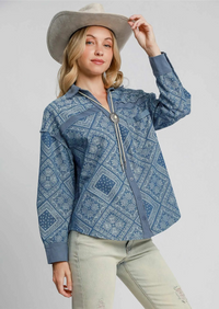 Paisley Print Denim Shirt Jacket