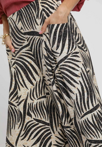 Palm Leaf Print Wide Leg Culotte Pants
