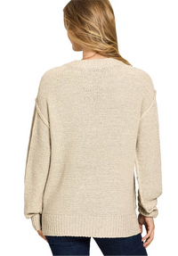Exposed Seam Round Neck Sweater
