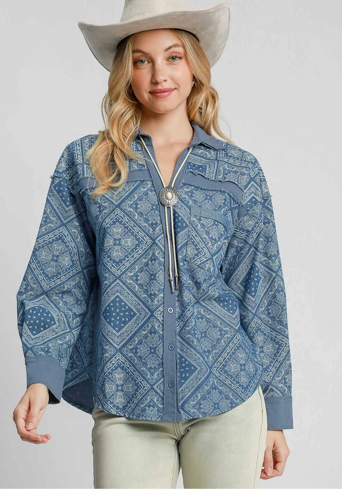 Paisley Print Denim Shirt Jacket