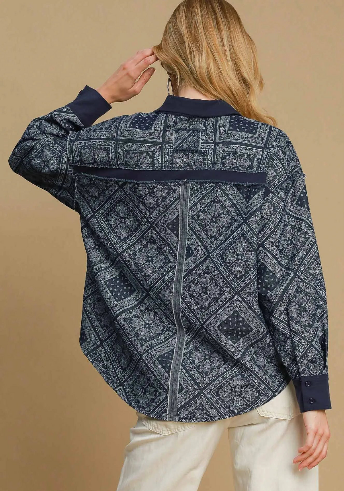 Paisley Print Denim Shirt Jacket