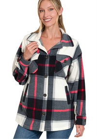 Oversized Plaid Fleece Shacket