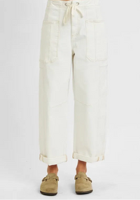 High Rise Crop Wide Barrel Cargo Pocket Jeans