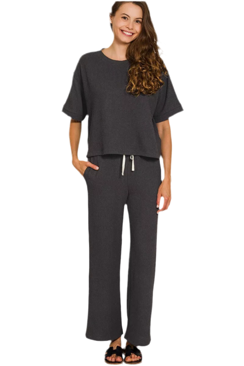 Raised Rib Short Sleeve Tee & Pants Set