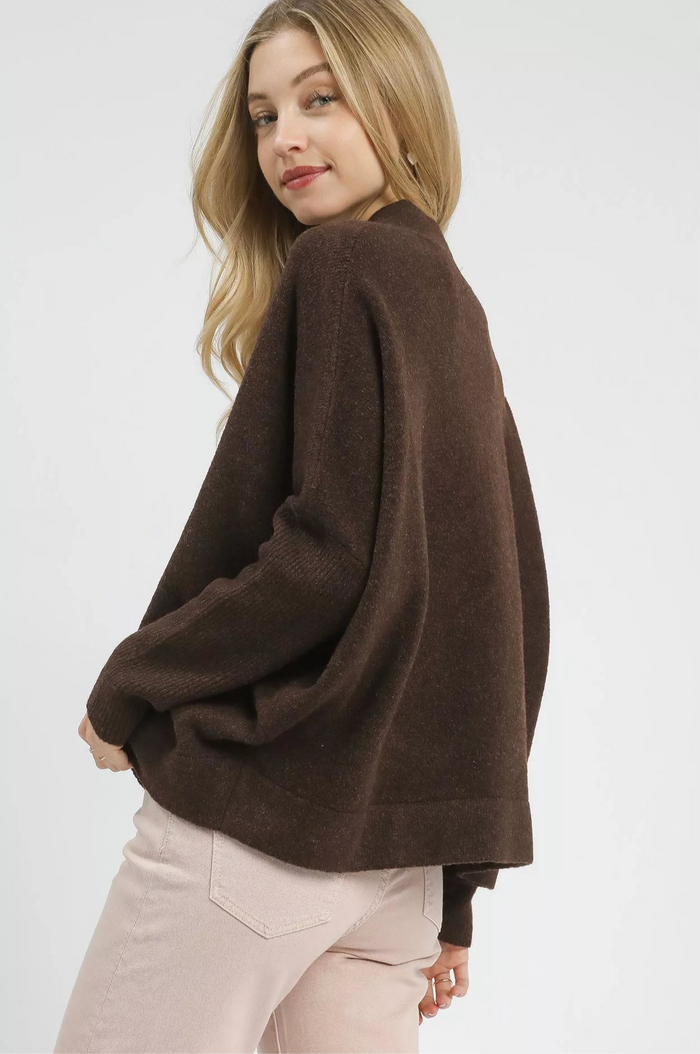 V-Neck Sweater with Wide Trim Detail